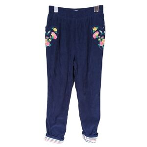 Mini Boden Lined Pull-on Cord Pants College Navy Embroidery Size 11 (146 cm)